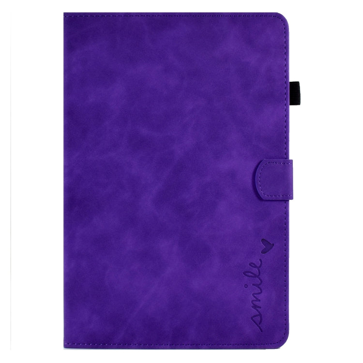 For Lenovo M10 Plus Embossed Smile Flip Tablet Leather Case(Purple)