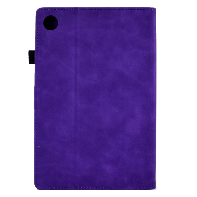 For Lenovo M10 Plus Embossed Smile Flip Tablet Leather Case(Purple)
