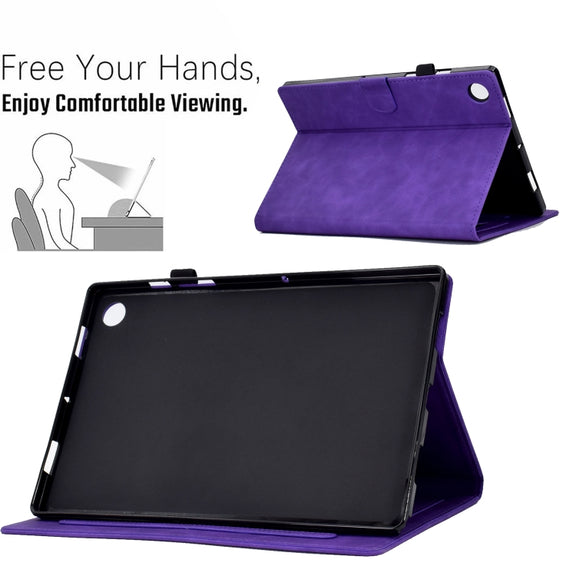 For Lenovo M10 Plus Embossed Smile Flip Tablet Leather Case(Purple)