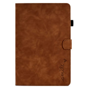 For Lenovo M10 Plus Embossed Smile Flip Tablet Leather Case(Brown)