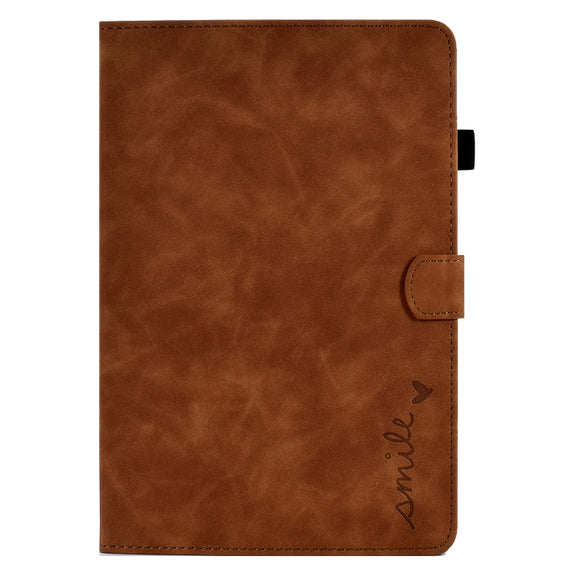 For Lenovo M10 Plus Embossed Smile Flip Tablet Leather Case(Brown)