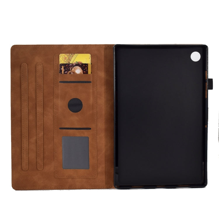 For Lenovo M10 Plus Embossed Smile Flip Tablet Leather Case(Brown)