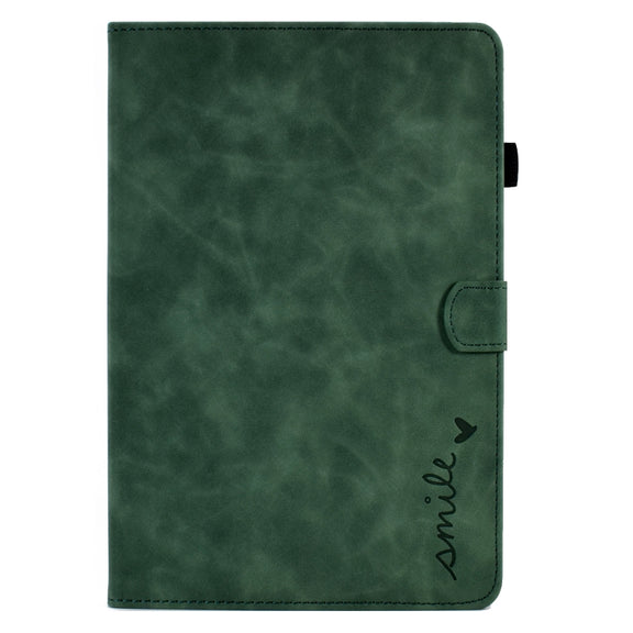 For Lenovo M10 Plus Embossed Smile Flip Tablet Leather Case(Green)