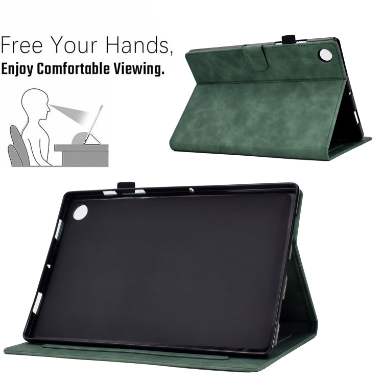 For Lenovo M10 Plus Embossed Smile Flip Tablet Leather Case(Green)