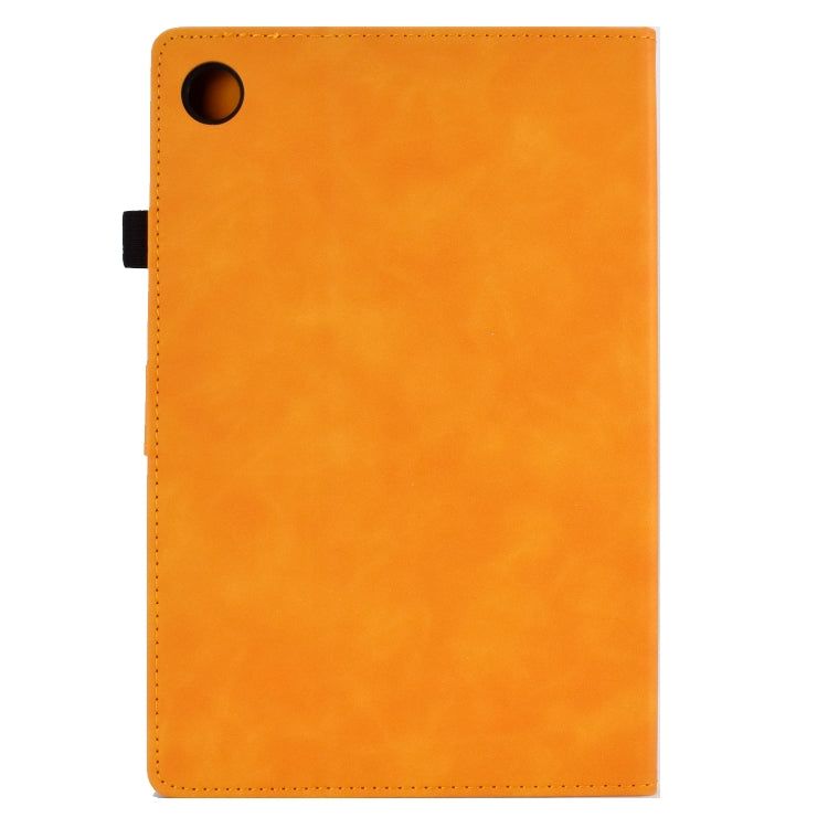 For Lenovo M10 Plus Embossed Smile Flip Tablet Leather Case(Khaki)
