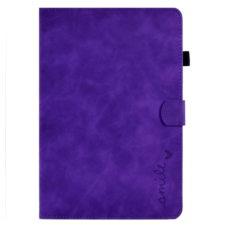 For Huawei MediaPad T5 Embossed Smile Flip Tablet Leather Case(Purple)