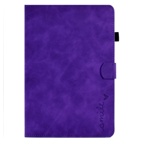 For Huawei MediaPad T5 Embossed Smile Flip Tablet Leather Case(Purple)