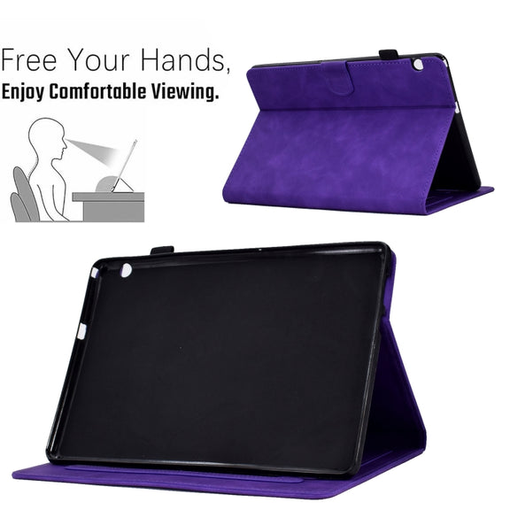 For Huawei MediaPad T5 Embossed Smile Flip Tablet Leather Case(Purple)