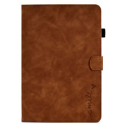 For Huawei MediaPad T5 Embossed Smile Flip Tablet Leather Case(Brown)