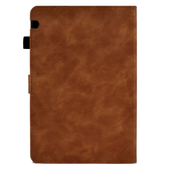 For Huawei MediaPad T5 Embossed Smile Flip Tablet Leather Case(Brown)