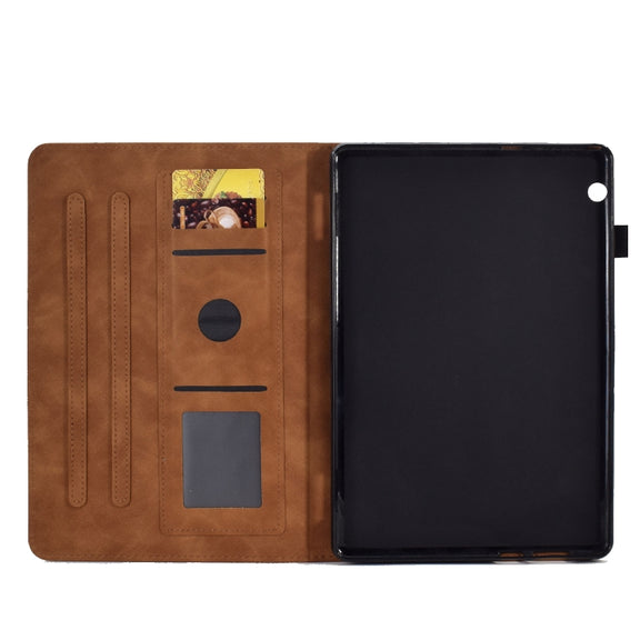 For Huawei MediaPad T5 Embossed Smile Flip Tablet Leather Case(Brown)