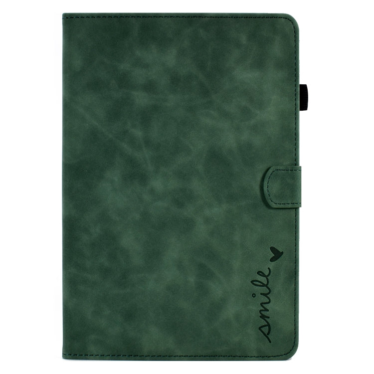 For Huawei MediaPad T5 Embossed Smile Flip Tablet Leather Case(Green)