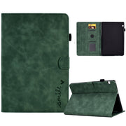 For Huawei MediaPad T5 Embossed Smile Flip Tablet Leather Case(Green)