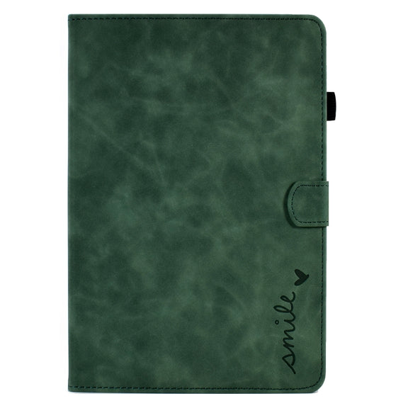 For Huawei MediaPad T5 Embossed Smile Flip Tablet Leather Case(Green)