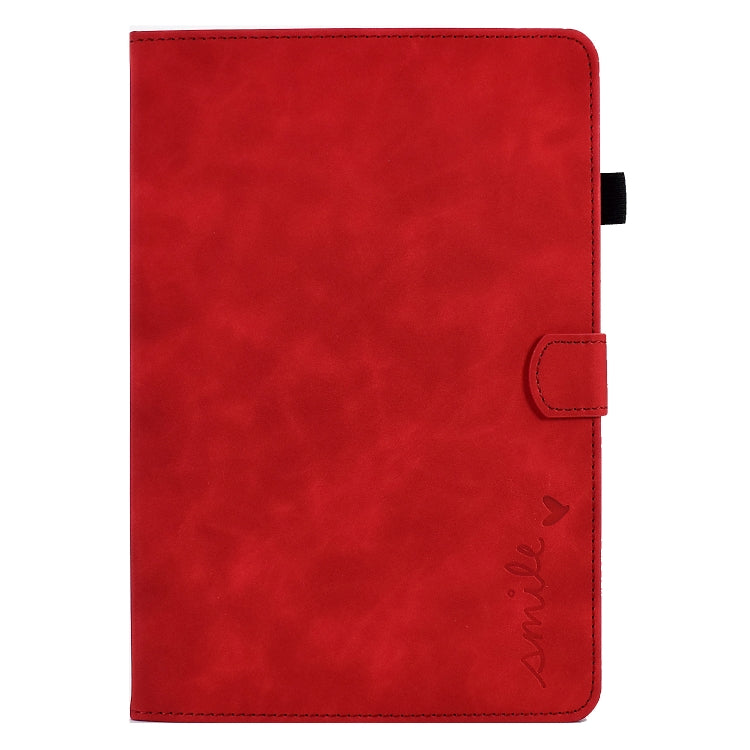 For Huawei MediaPad T5 Embossed Smile Flip Tablet Leather Case(Red)