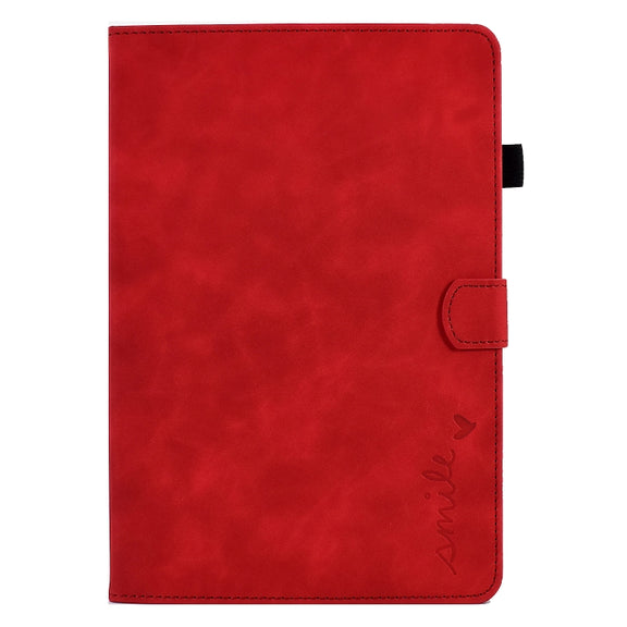 For Huawei MediaPad T5 Embossed Smile Flip Tablet Leather Case(Red)