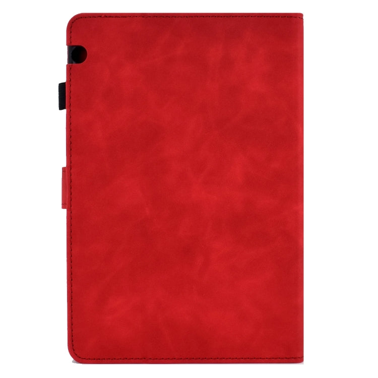 For Huawei MediaPad T5 Embossed Smile Flip Tablet Leather Case(Red)