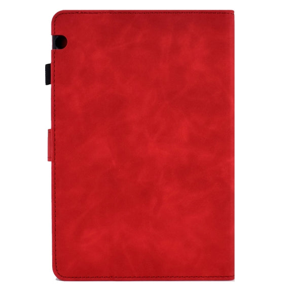 For Huawei MediaPad T5 Embossed Smile Flip Tablet Leather Case(Red)