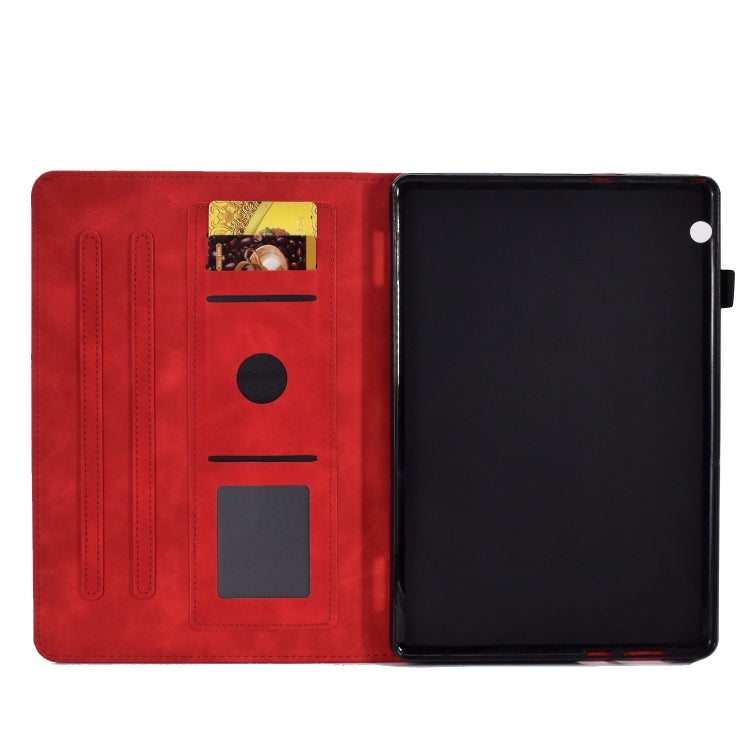 For Huawei MediaPad T5 Embossed Smile Flip Tablet Leather Case(Red)