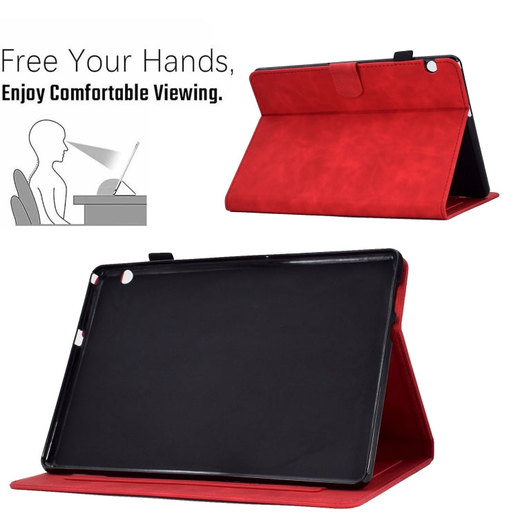 For Huawei MediaPad T5 Embossed Smile Flip Tablet Leather Case(Red)