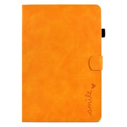 For Huawei MediaPad T5 Embossed Smile Flip Tablet Leather Case(Khaki)