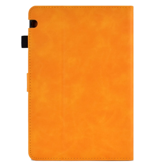 For Huawei MediaPad T5 Embossed Smile Flip Tablet Leather Case(Khaki)