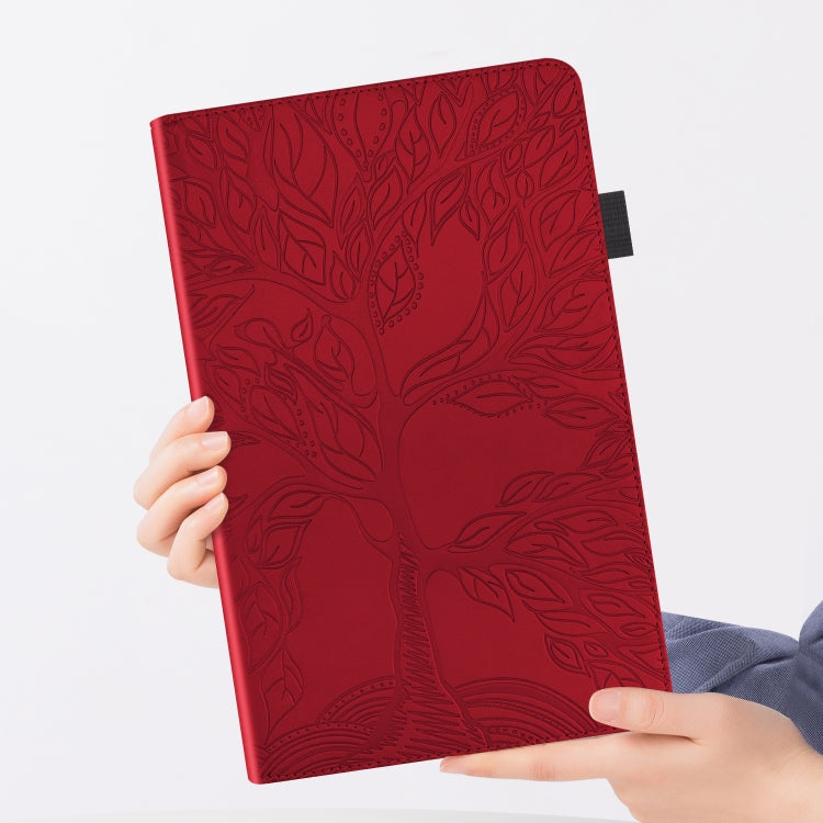For OPPO Pad Air Life Tree Series Horizontal Flip Leather Tablet Case(Red)
