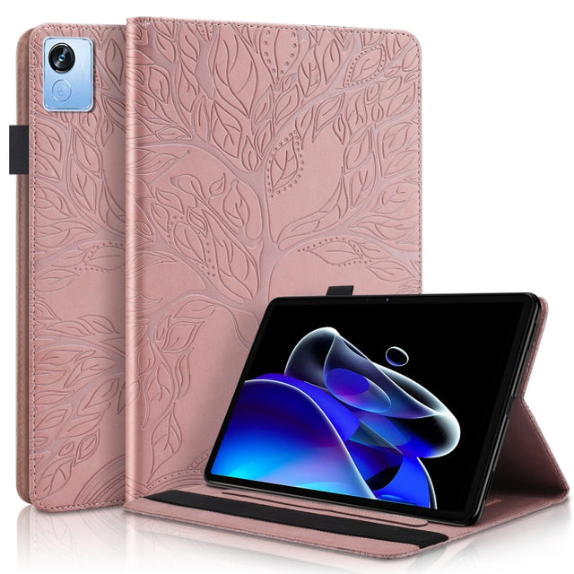 For OPPO Realme Pad X Life Tree Series Horizontal Flip Leather Tablet Case(Rose Gold)