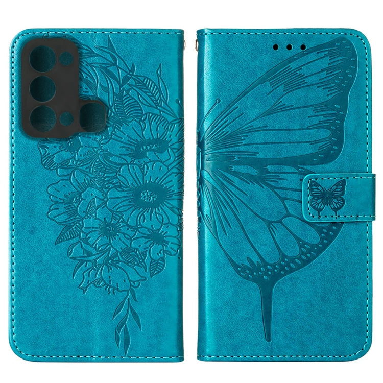 For Itel P38/S17/S1661W/Vision 3 Embossed Butterfly Flip Leather Phone Case(Blue)