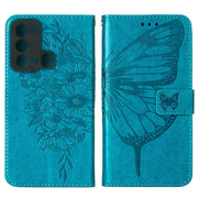 For Itel P38/S17/S1661W/Vision 3 Embossed Butterfly Flip Leather Phone Case(Blue)