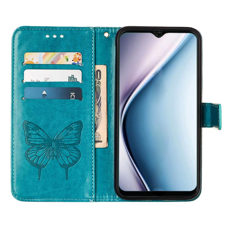 For Itel P38/S17/S1661W/Vision 3 Embossed Butterfly Flip Leather Phone Case(Blue)
