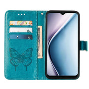 For Itel P38/S17/S1661W/Vision 3 Embossed Butterfly Flip Leather Phone Case(Blue)