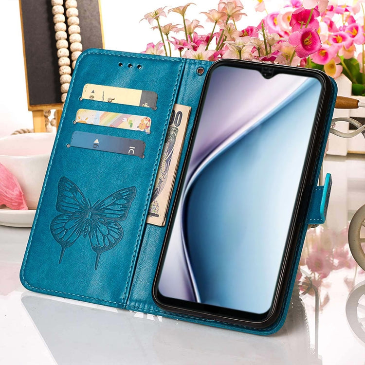 For Itel P38/S17/S1661W/Vision 3 Embossed Butterfly Flip Leather Phone Case(Blue)