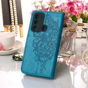 For Itel P38/S17/S1661W/Vision 3 Embossed Butterfly Flip Leather Phone Case(Blue)