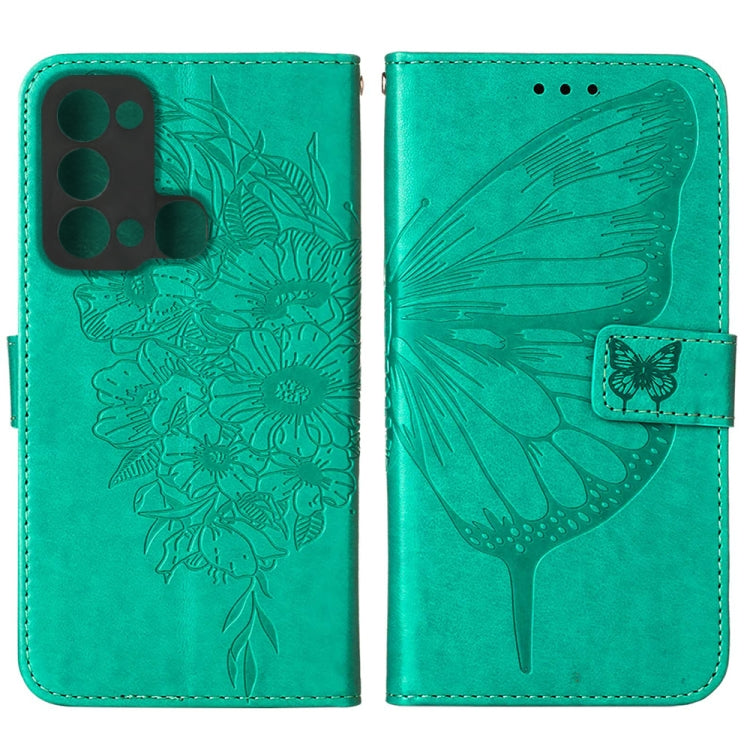 For Itel P38/S17/S1661W/Vision 3 Embossed Butterfly Flip Leather Phone Case(Green)