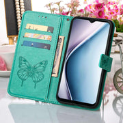 For Itel P38/S17/S1661W/Vision 3 Embossed Butterfly Flip Leather Phone Case(Green)