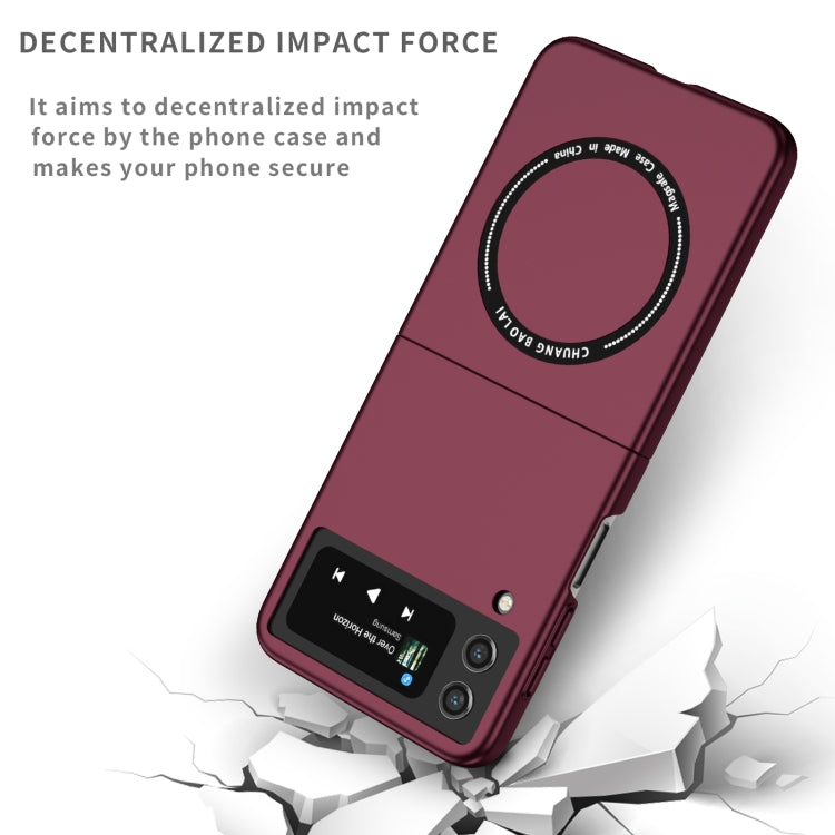 For Samsung Galaxy Z Flip4 Magsafe Magnetic Folding PC Phone Case(Wine Red)