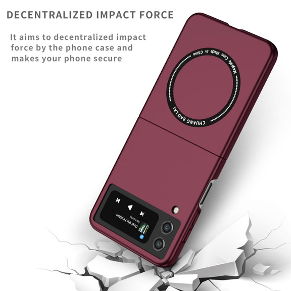 For Samsung Galaxy Z Flip4 Magsafe Magnetic Folding PC Phone Case(Wine Red)