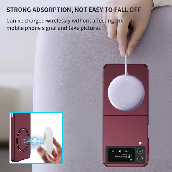 For Samsung Galaxy Z Flip4 Magsafe Magnetic Folding PC Phone Case(Wine Red)