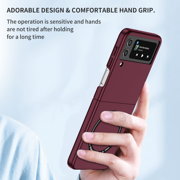 For Samsung Galaxy Z Flip4 Magsafe Magnetic Folding PC Phone Case(Wine Red)