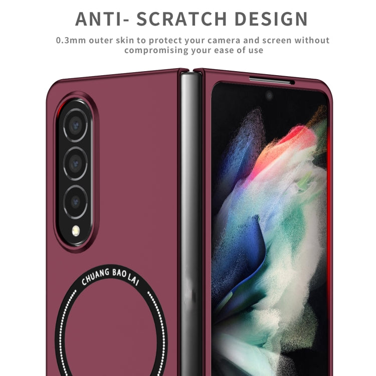 For Samsung Galaxy Z Fold4 Magsafe Magnetic Folding PC Phone Case(Wine Red)