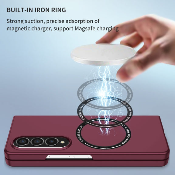 For Samsung Galaxy Z Fold4 Magsafe Magnetic Folding PC Phone Case(Wine Red)