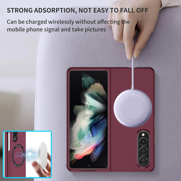 For Samsung Galaxy Z Fold4 Magsafe Magnetic Folding PC Phone Case(Wine Red)