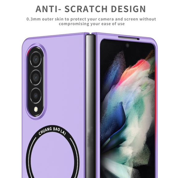 For Samsung Galaxy Z Fold4 Magsafe Magnetic Folding PC Phone Case(Purple)