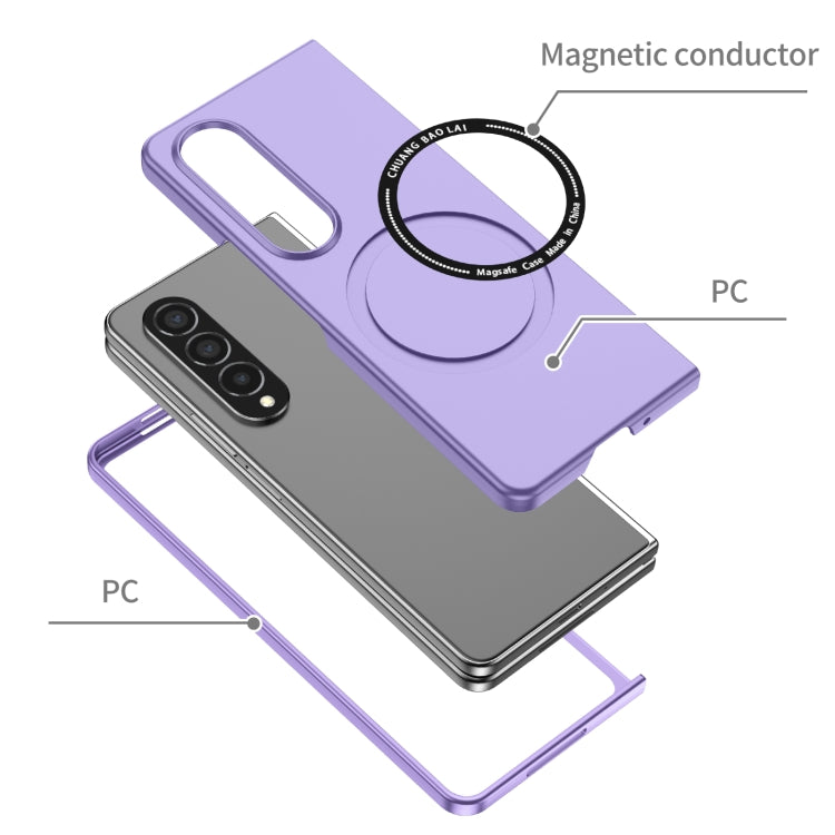 For Samsung Galaxy Z Fold4 Magsafe Magnetic Folding PC Phone Case(Purple)