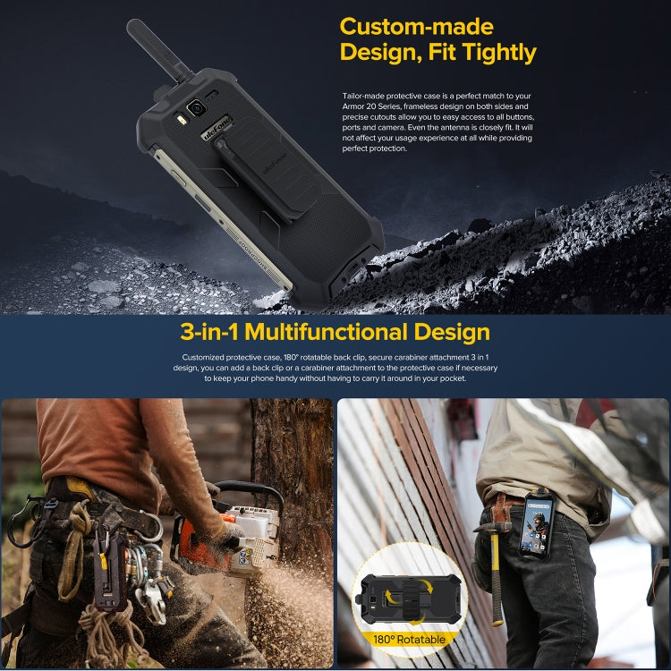 For Ulefone Armor 20WT Ulefone Back Clip Phone Case with Carabiner (Black)