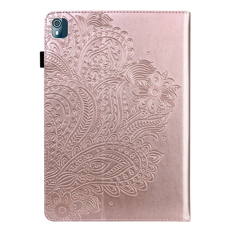 For Nokia T10 Peacock Embossed Pattern Leather Tablet Case(Gold)