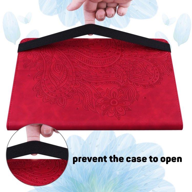 For Nokia T10 Peacock Embossed Pattern Leather Tablet Case(Red)