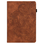 For Nokia T10 Peacock Embossed Pattern Leather Tablet Case(Brown)