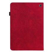 For Amazon Kindle Fire 7 2022 Peacock Embossed Pattern Leather Tablet Case(Red)